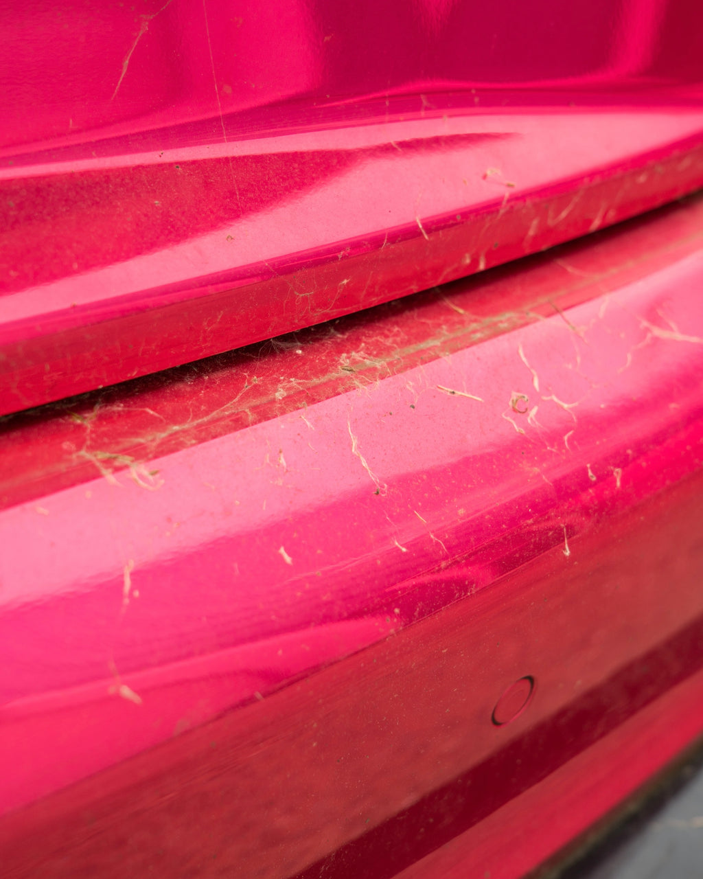 Close-up of a the chrome pink wrap